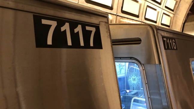 For the first time since a derailment in October, two 7000 series Metro trains are on the tracks and picking up riders Friday morning, Dec. 17, 2021. (Tom Roussey/7News)